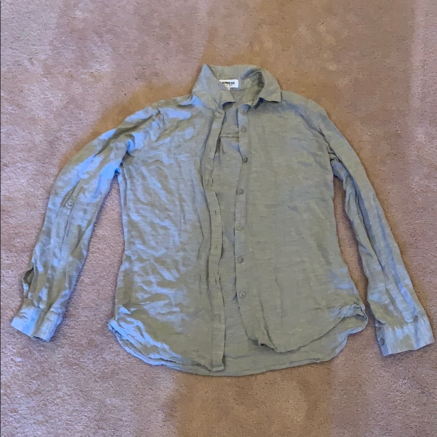 Express Grey Button Down Blouse